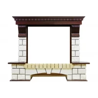 Портал Royal Flame Pierre Luxe угловой - Темный дуб / Белый (Ширина 1280мм)
