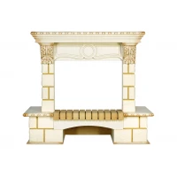 Портал Royal Flame Pierre Luxe угловой - Шампань / Слоновая кость с патиной